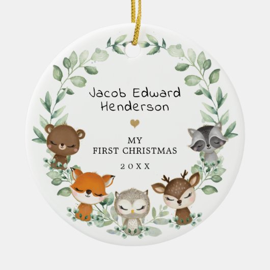 Baby 1e Eerste Kerstdag Keramisch Ornament (Voorkant)