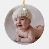 Baby 1e Eerste Kerstdag Snowy Winter Woodland Keramisch Ornament (Achterkant)