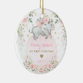 Baby 1e Eerste Kerstdromen Blush Elephant Keramisch Ornament (Rechts)