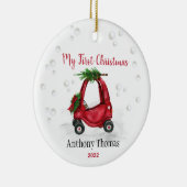 Baby 1e eerste kerstfeestdag Red Truck Keramisch Ornament (Rechts)