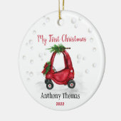 Baby 1e eerste kerstfeestdag Red Truck Keramisch Ornament (Links)