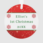 Baby 1e Eerste Kerstkerst Elegant Red Snowflake Ornament (achterkant)