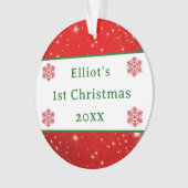 Baby 1e Eerste Kerstkerst Elegant Red Snowflake Ornament (voorkant)