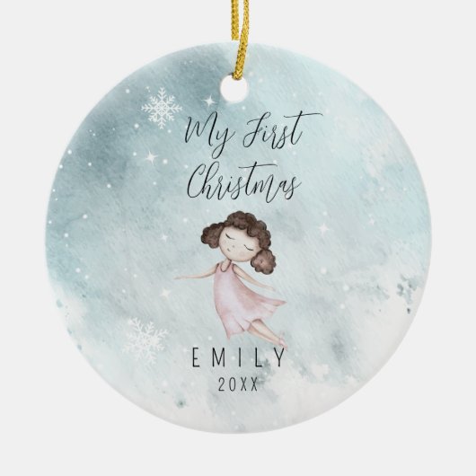 Baby 1e Eerste Kerstmis Baby Meisje Keramisch Ornament (Voorkant)