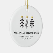 Baby 1e Eerste Kerstmis Pasgeboren Foto Geboortest Keramisch Ornament (Rechts)