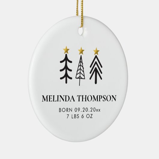 Baby 1e Eerste Kerstmis Pasgeboren Foto Geboortest Keramisch Ornament (Rechts)