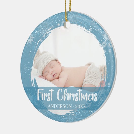 Baby 1e Eerste Kerstmis Schattige snowflake Keramisch Ornament (Links)