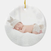 Baby 1e Eerste Kerstmis Schattige snowflake Keramisch Ornament (Achterkant)