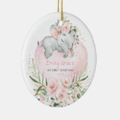 Baby 1e eerste kerstviste blush Floral Elephant Keramisch Ornament (Rechts)