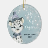 Baby 1e Eerste Kerstwinter Waterverf leopard Keramisch Ornament (Links)