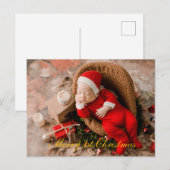 Baby 1e Kerst Elegant Gold Script Feestdagenkaart (Voorkant / Achterkant)