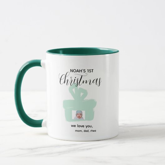 Baby 1e Kerst Foto Mok - Persoonlijk Aangepast (Links)