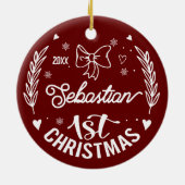 Baby 1e Kerst Home Decor Keramisch Ornament (Achterkant)