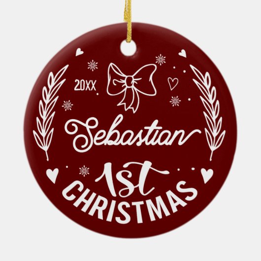 Baby 1e Kerst Home Decor Keramisch Ornament (Achterkant)