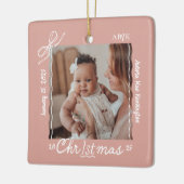Baby 1e Kerst Minimale Hand Getrokken Krabbel Bow Keramisch Ornament (Links)