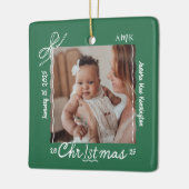 Baby 1e Kerst Minimale Hand Getrokken Krabbel Bow Keramisch Ornament (Links)