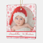 Baby 1e Kerst Rode Sneeuwvlok Keramisch Ornament (Links)