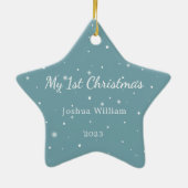 Baby 1e Kerst Schattige Sneeuwvlokken Blauw Orname Keramisch Ornament (Achterkant)