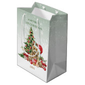 Baby 1e Kerst Teddy Bear Medium Gift Bag Medium Cadeauzakje (Achterkant Gekanteld)