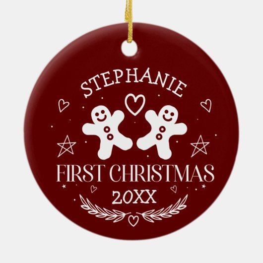 Baby 1e kerstaccent keramisch ornament (Achterkant)