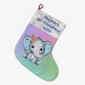 Baby 1e Kerstblauwe Jongen Olifant Grote Kerstsok (Voorkant (Hangend))