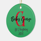 Baby 1e Kerstboom ornament aangepaste monogram (Links)