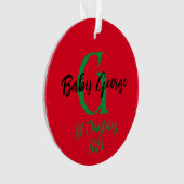 Baby 1e kerstboom ornament unisex monogram (voorkant)