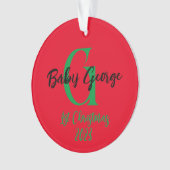 Baby 1e kerstboom ornament unisex monogram (voorkant)
