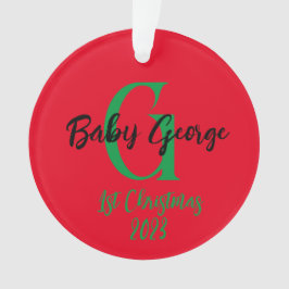 Baby 1e kerstboom ornament unisex monogram