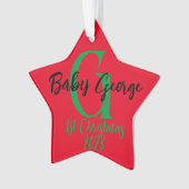 Baby 1e kerstboom ornament unisex monogram (voorkant)