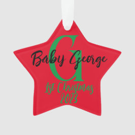 Baby 1e kerstboom ornament unisex monogram