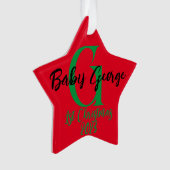 Baby 1e kerstboom ornament unisex monogram (voorkant)
