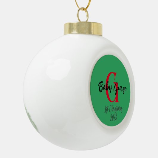 Baby 1e kerstboom ornament unisex monogram (Links)