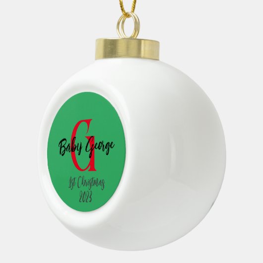 Baby 1e kerstboom ornament unisex monogram (Rechts)