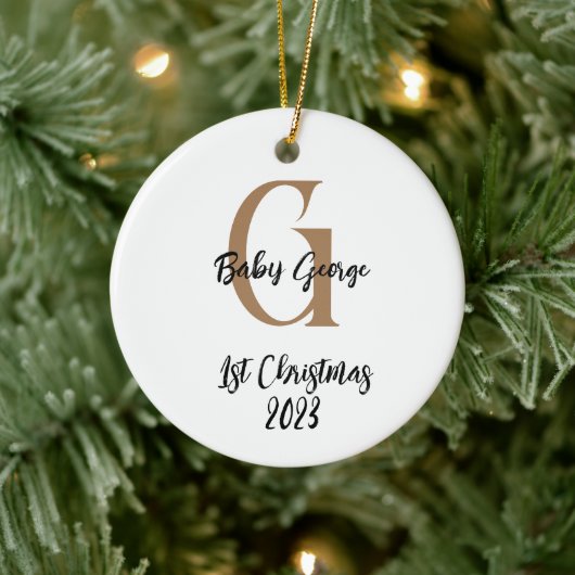 Baby 1e kerstboom ornament unisex monogram (Boom)