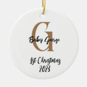 Baby 1e kerstboom ornament unisex monogram (Voorkant)