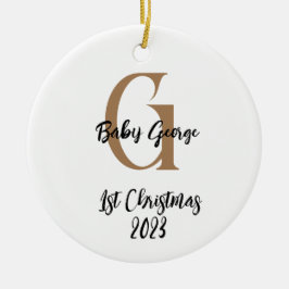 Baby 1e kerstboom ornament unisex monogram