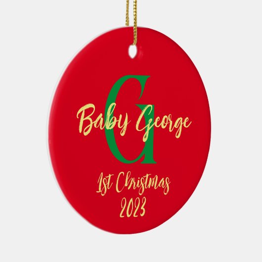 Baby 1e kerstboom ornament unisex monogram (Rechts)