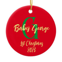 Baby 1e kerstboom ornament unisex monogram