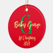 Baby 1e kerstboom ornament unisex monogram (Links)