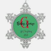 Baby 1e kerstboom ornament unisex monogram (Voorkant)