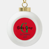 Baby 1e kerstboom ornament unisex monogram (Voorkant)