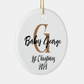 Baby 1e kerstboom ornament unisex monogram (Rechts)