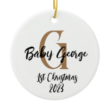 Baby 1e kerstboom ornament unisex monogram