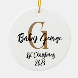 Baby 1e kerstboom ornament unisex monogram