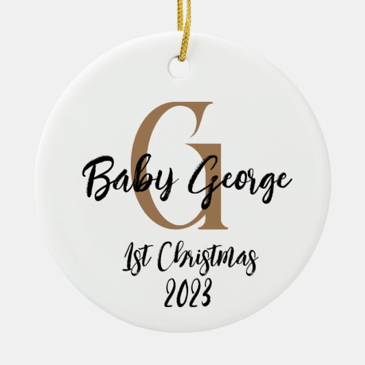 Baby 1e kerstboom ornament unisex monogram (Voorkant)