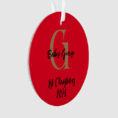 Baby 1e kerstboom ornament unisex monogram (voorkant)