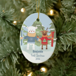 Baby 1e kerstdag — Beer Reindeer Ornament