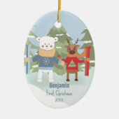 Baby 1e kerstdag — Beer Reindeer Ornament (Voorkant)