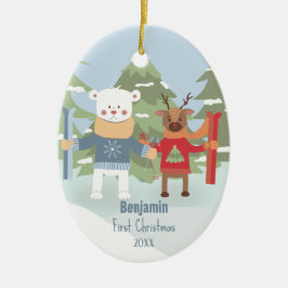 Baby 1e kerstdag — Beer Reindeer Ornament